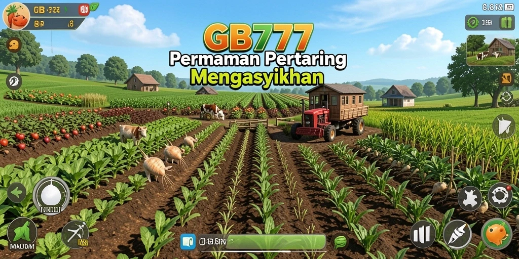 Tampilan gameplay seru dari GB777 saat bertani dan merawat hewan.