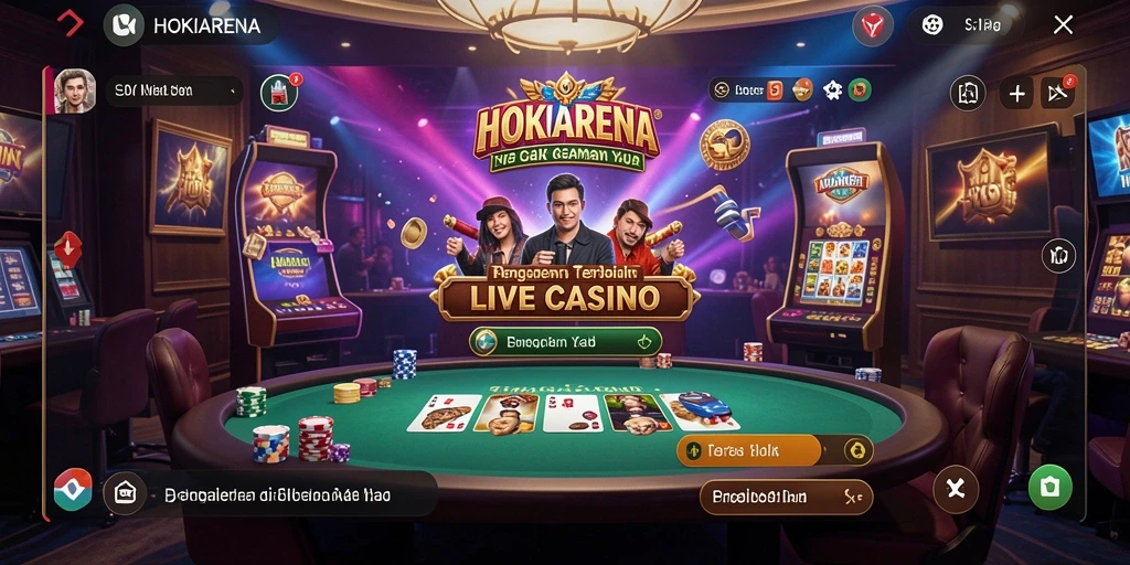 Tampilan gameplay HOKIARENA dengan dealer langsung yang profesional dan interaktif.