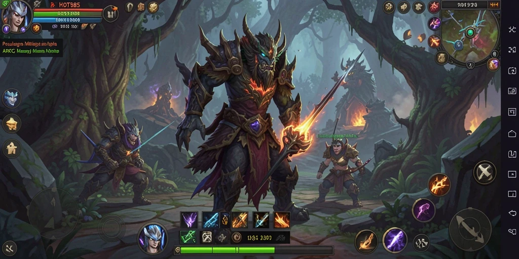 Screenshot menunjukkan aksi mendebarkan dari gameplay ARPG yang intens.