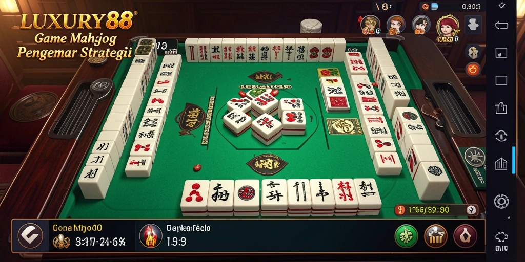 Tampilan gameplay menarik LUXURY88 yang penuh strategi Mahjong.