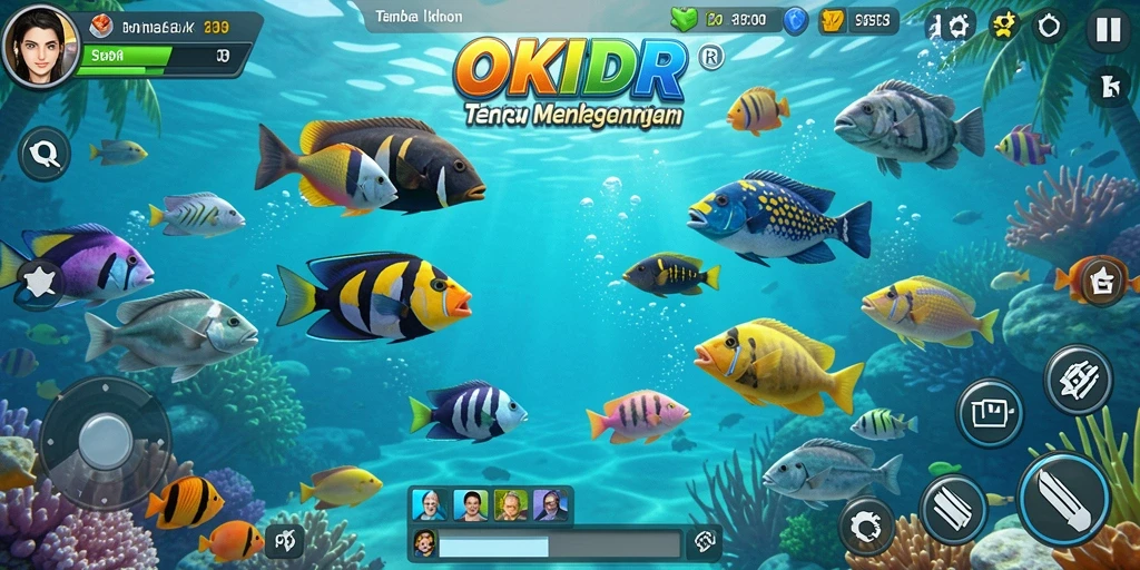 Tampilkan gameplay menarik dari permainan Tembak Ikan OKIDR.