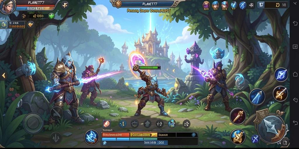 Gameplay mendebarkan dari <strong>PLANET77</strong> dengan pertempuran epik.
