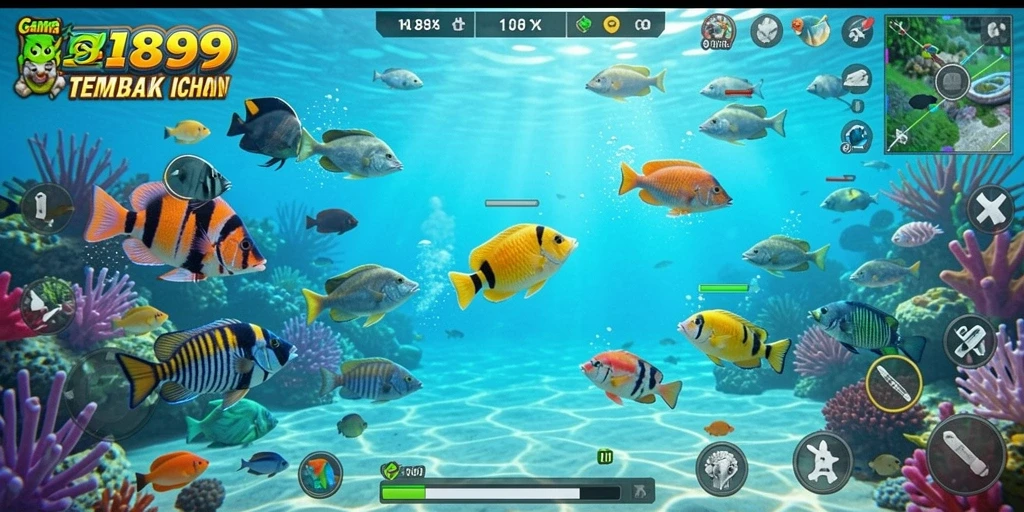 Tampilan gameplay yang menarik dalam RI889 saat menembak ikan.