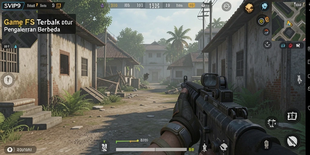 Menampilkan aksi intens dalam permainan FPS yang mendebarkan.