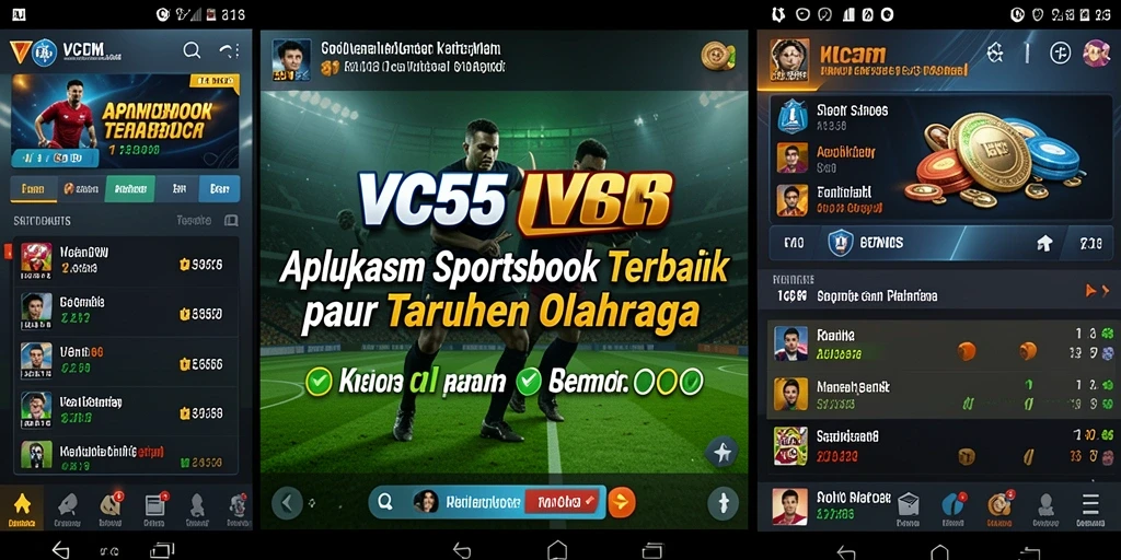 Tampilan interaktif dari gameplay Sportsbook di VC55.